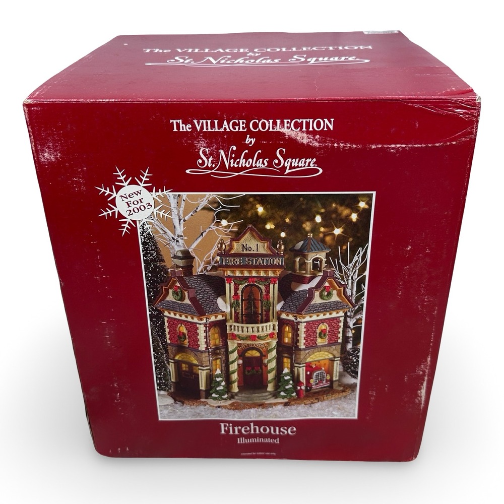 St Nicholas Square Village Collection Firehouse Illuminated Christmas Decor 2003